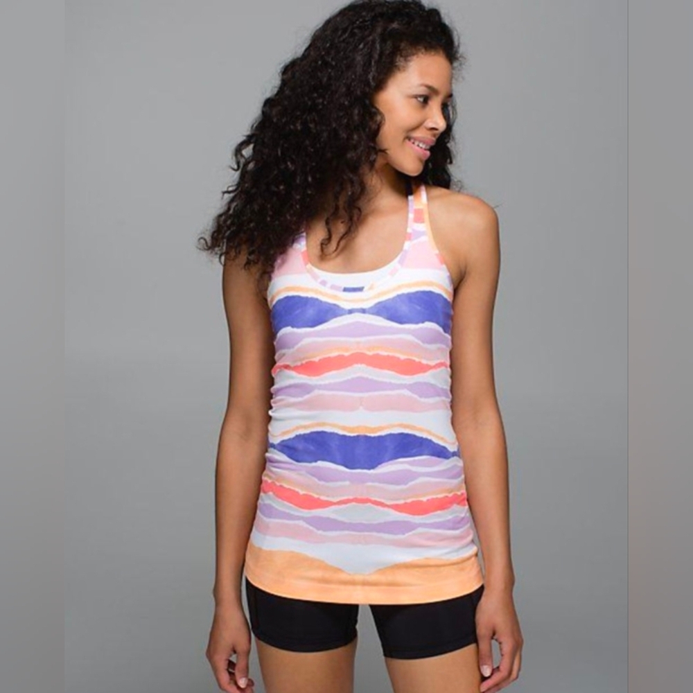 LULULEMON | Women's Bleacher Stripe White Iris Cool Racerback Tank Top